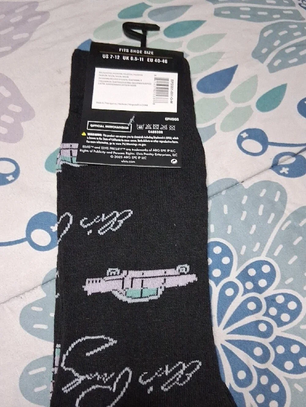 Stance Black Socks with Pink & Mint Car Motif - Elvis Signature